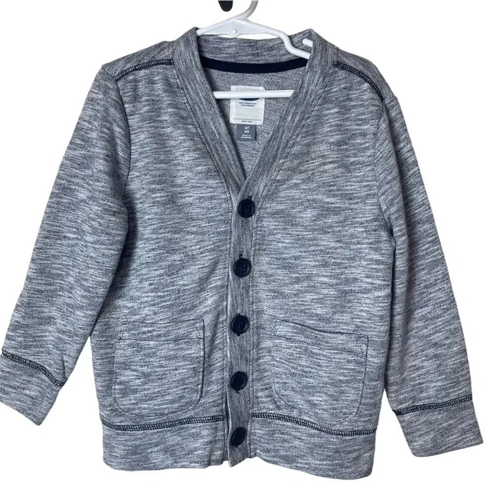 Old Navy Spacedye Button Front Long Sleeve Cardigan Blue White Size 4T